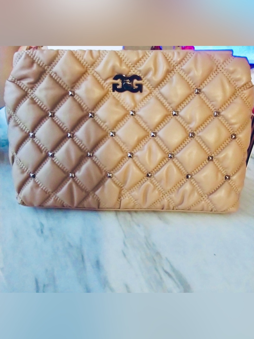 NWT Elegant Tan Quilted Clutch